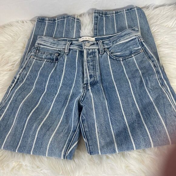Free People We The Free Draw The Line Striped Straight Leg Jeans Sz 26 - Picture 3 of 13